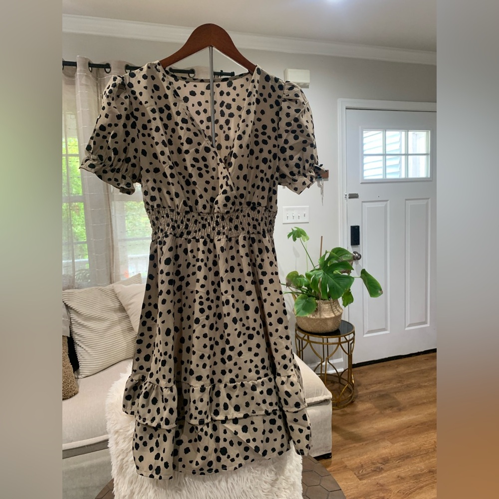Animal Print Babydoll Dress